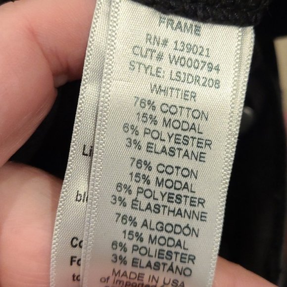 Frame Le Skinny De Jeanne Jeans in Black - Size 26 - Raw Hem, Mid-Rise, Faded - Picture 12 of 12